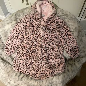 American Widgeon Pink Leopard Faux Fur Coat Girls Size 6X